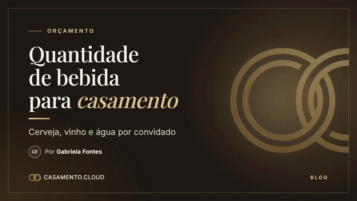 Capa escura com os anéis dourados e o título Quantidade de bebida para casamento, por Gabriela Fontes